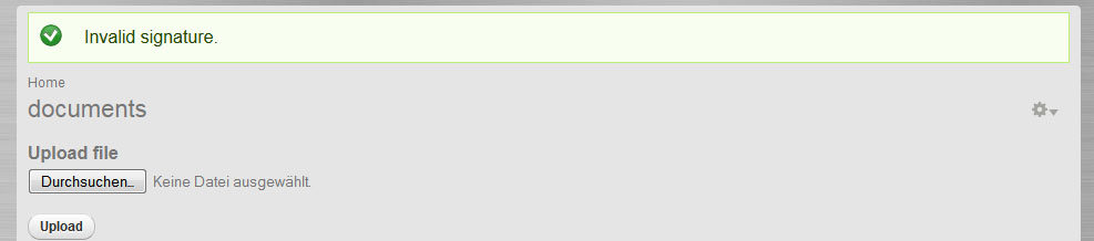 error invald signature